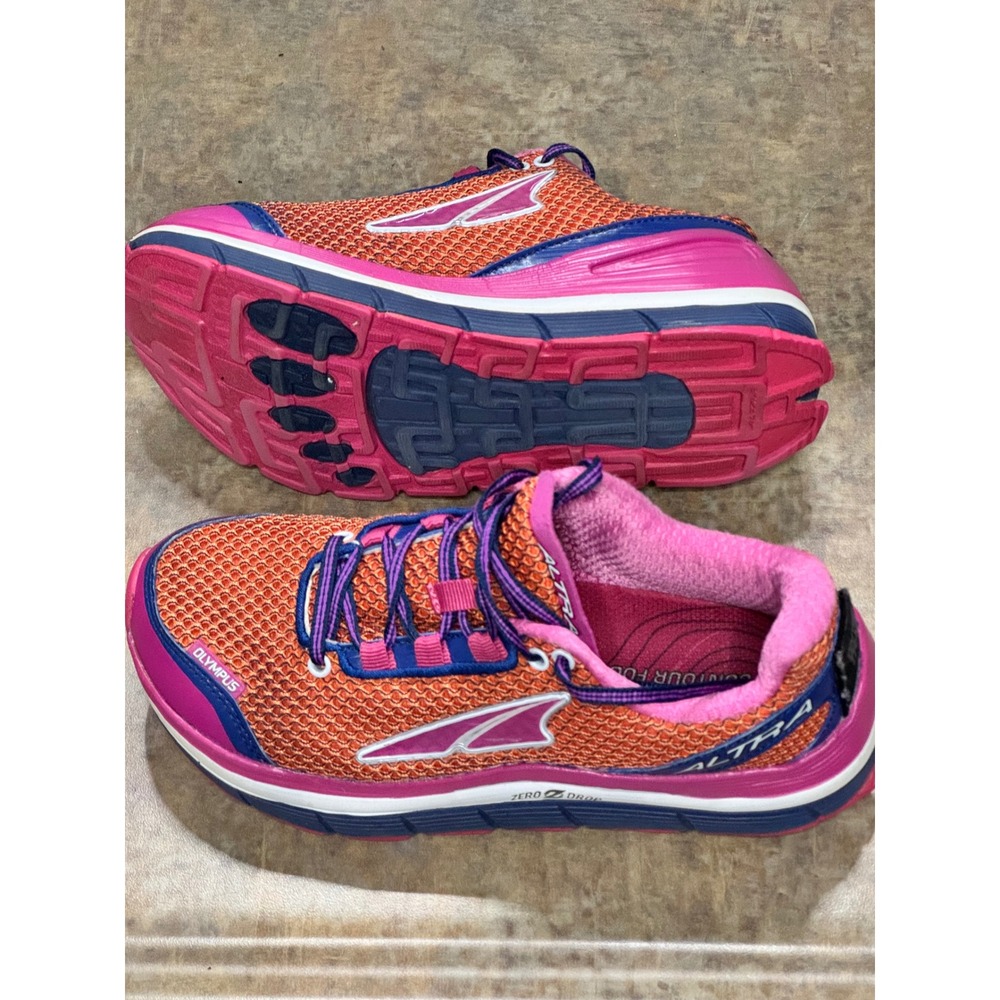 Altra Olympus Trail Running Shoes Womens 7.5 Orange Pink Zero Drop Athletic